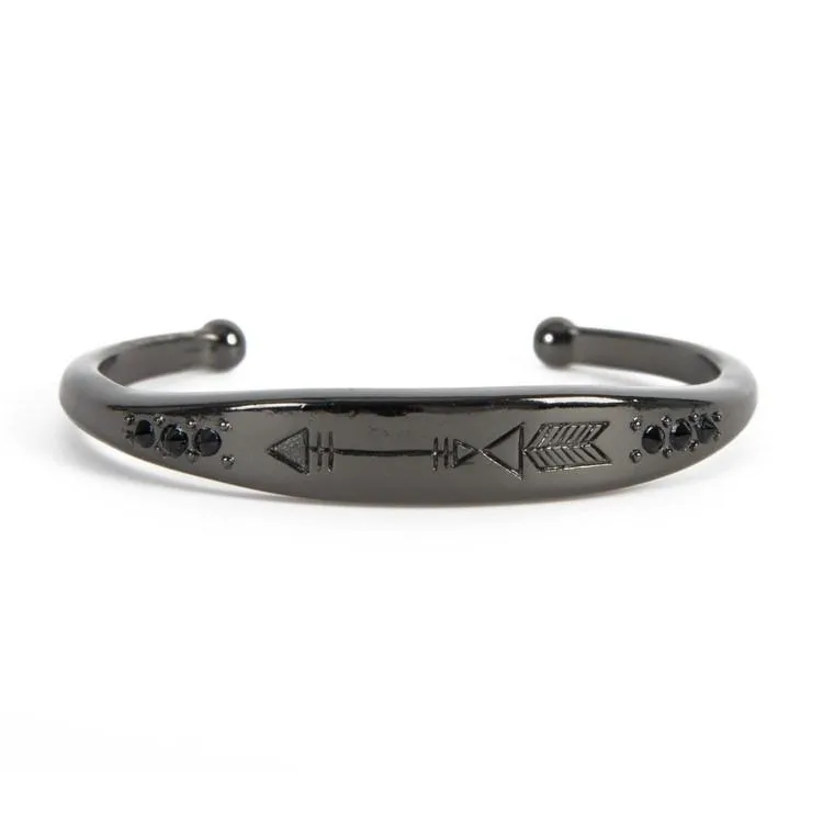 CAM Jewelry | Jet/Black Onyx Cuff Bracelet with Arrow Detail