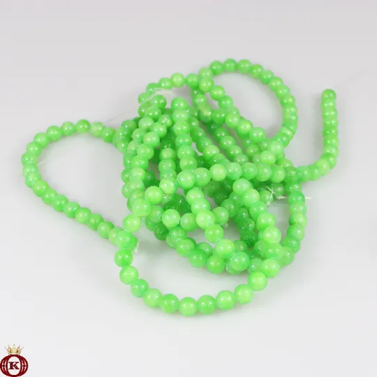 Candy Apple Green Jade Beads Smooth Round