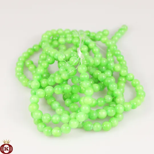 Candy Apple Green Jade Beads Smooth Round