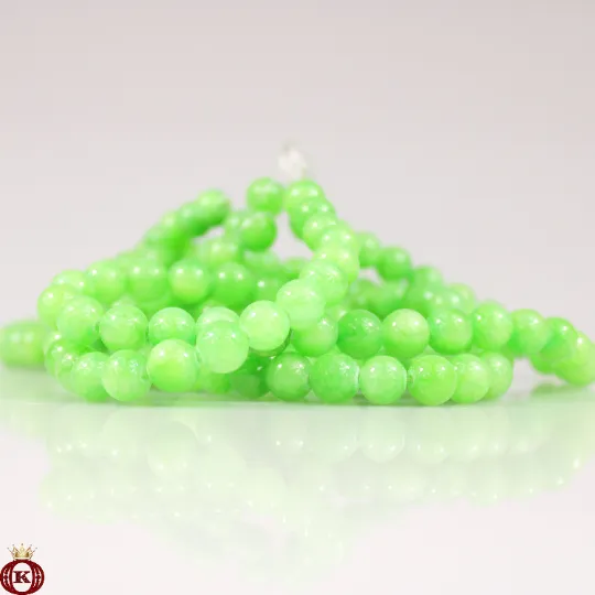 Candy Apple Green Jade Beads Smooth Round