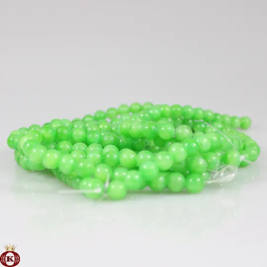 Candy Apple Green Jade Beads Smooth Round