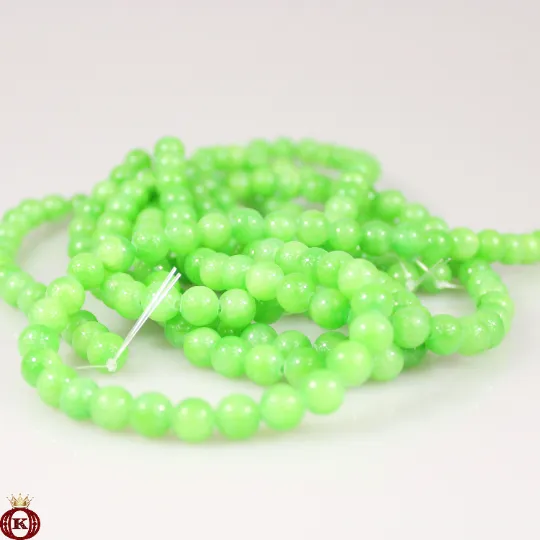 Candy Apple Green Jade Beads Smooth Round