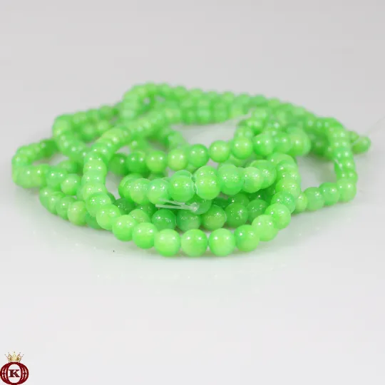 Candy Apple Green Jade Beads Smooth Round