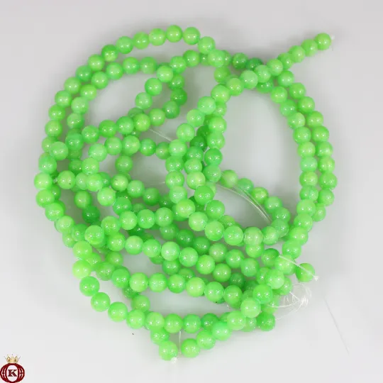 Candy Apple Green Jade Beads Smooth Round