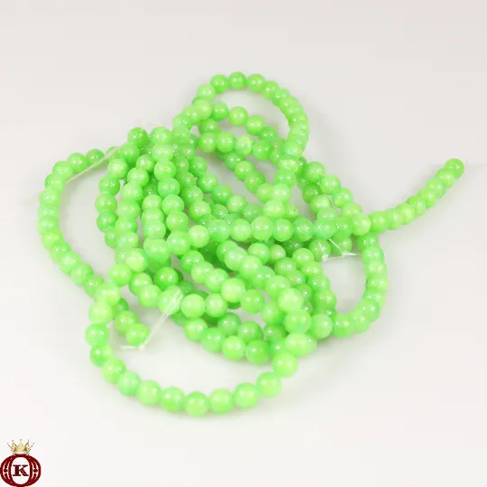 Candy Apple Green Jade Beads Smooth Round