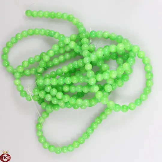 Candy Apple Green Jade Beads Smooth Round