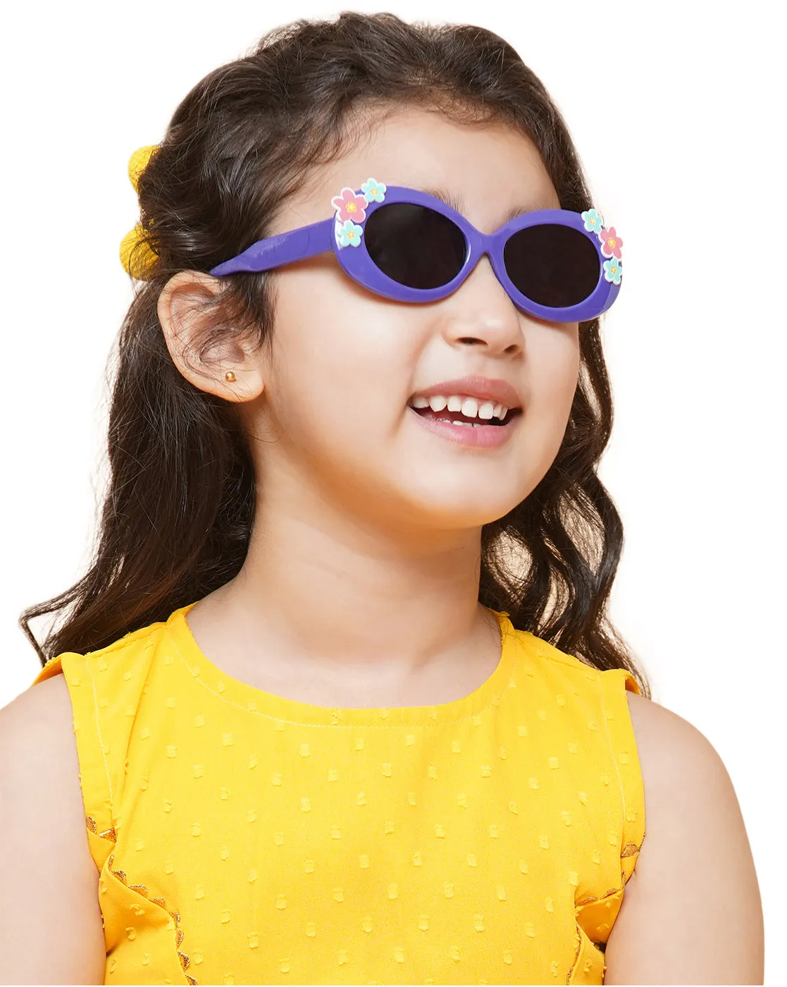 Carlton London Black Lens & Blue Oval Sunglasses For Girl