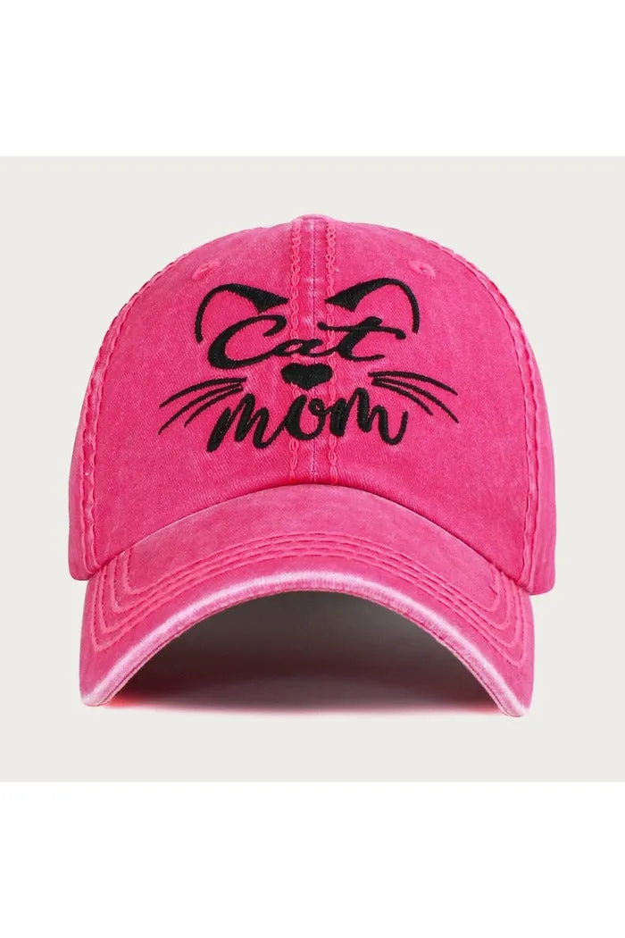 CAT MOM Message Vintage Baseball Cap