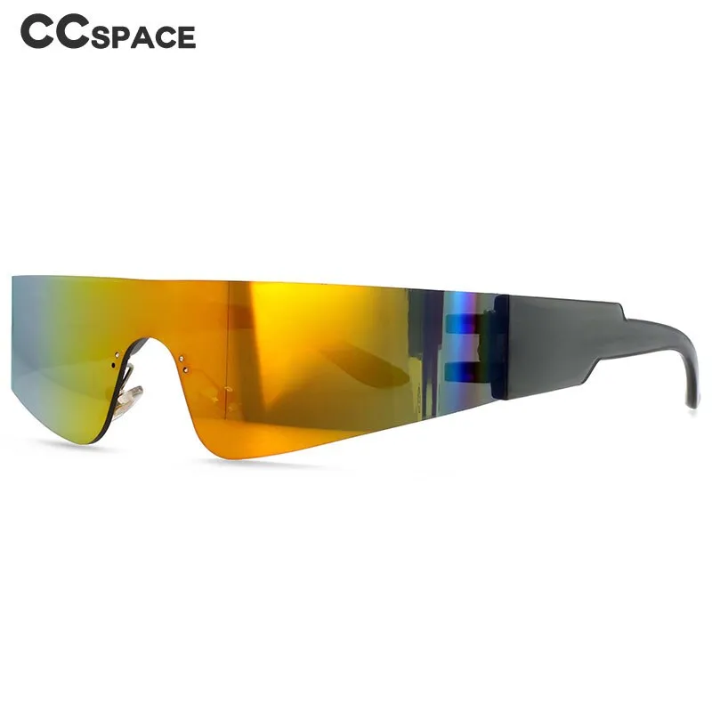 CCspace Unisex Rimless Rectangle Goggle Resin One Lens Frame Sunglasses 54474