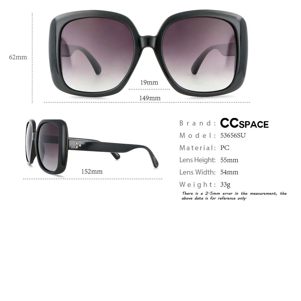 CCspace Women's Full Rim Oversized Square Resin Frame Sunglasses 53656