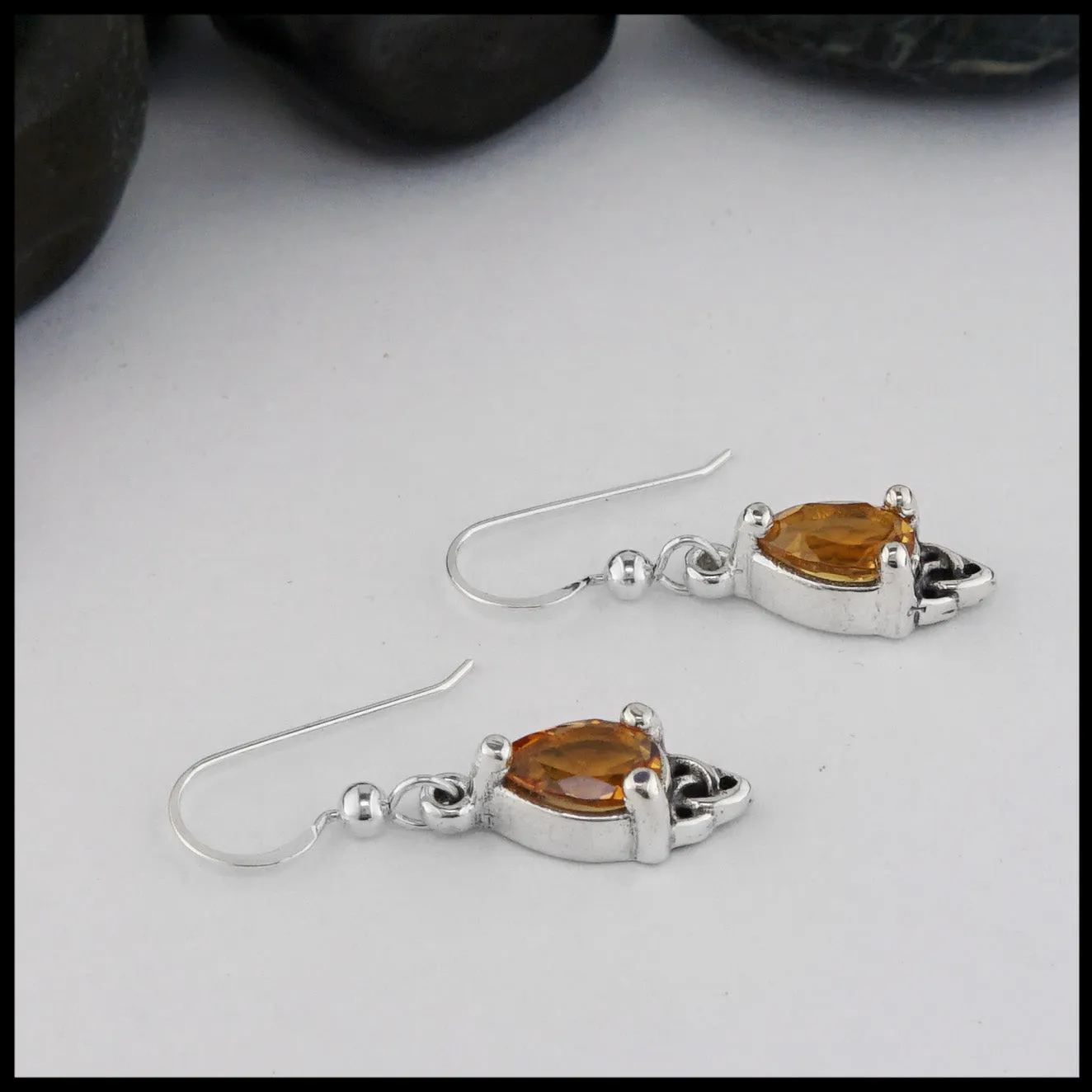 Celtic Goddess Earrings with Citrine