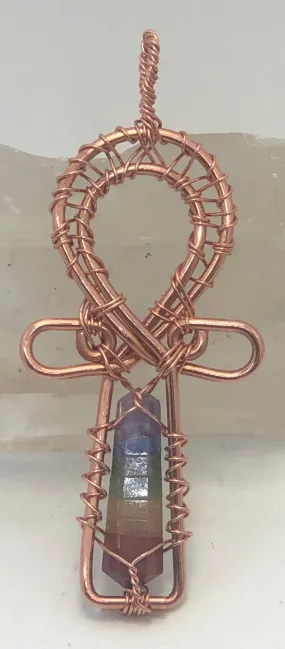 Chakra Copper Ankh Wirewrapped Pendant