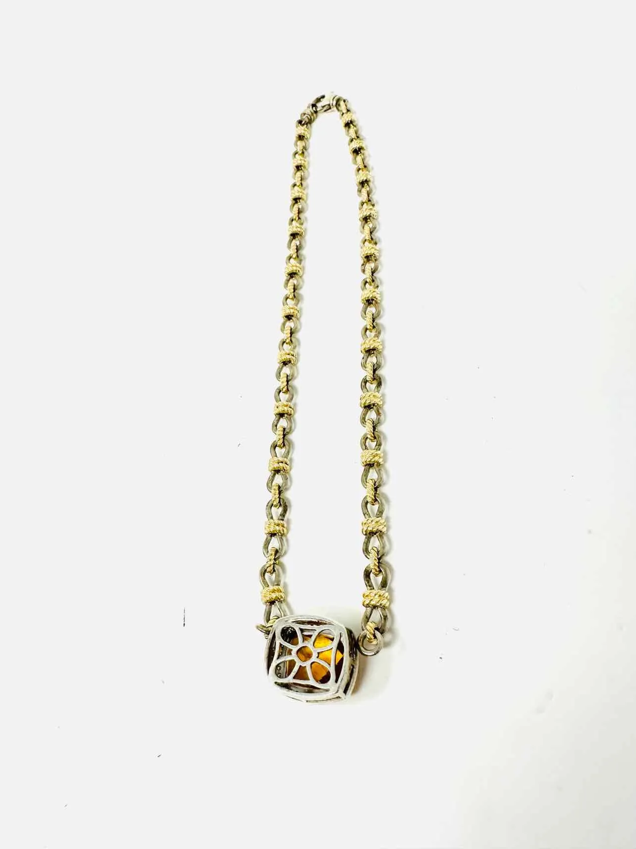 Charles Krypell Yellow/Clear Gemstone 14K Gold Jewelry Necklace