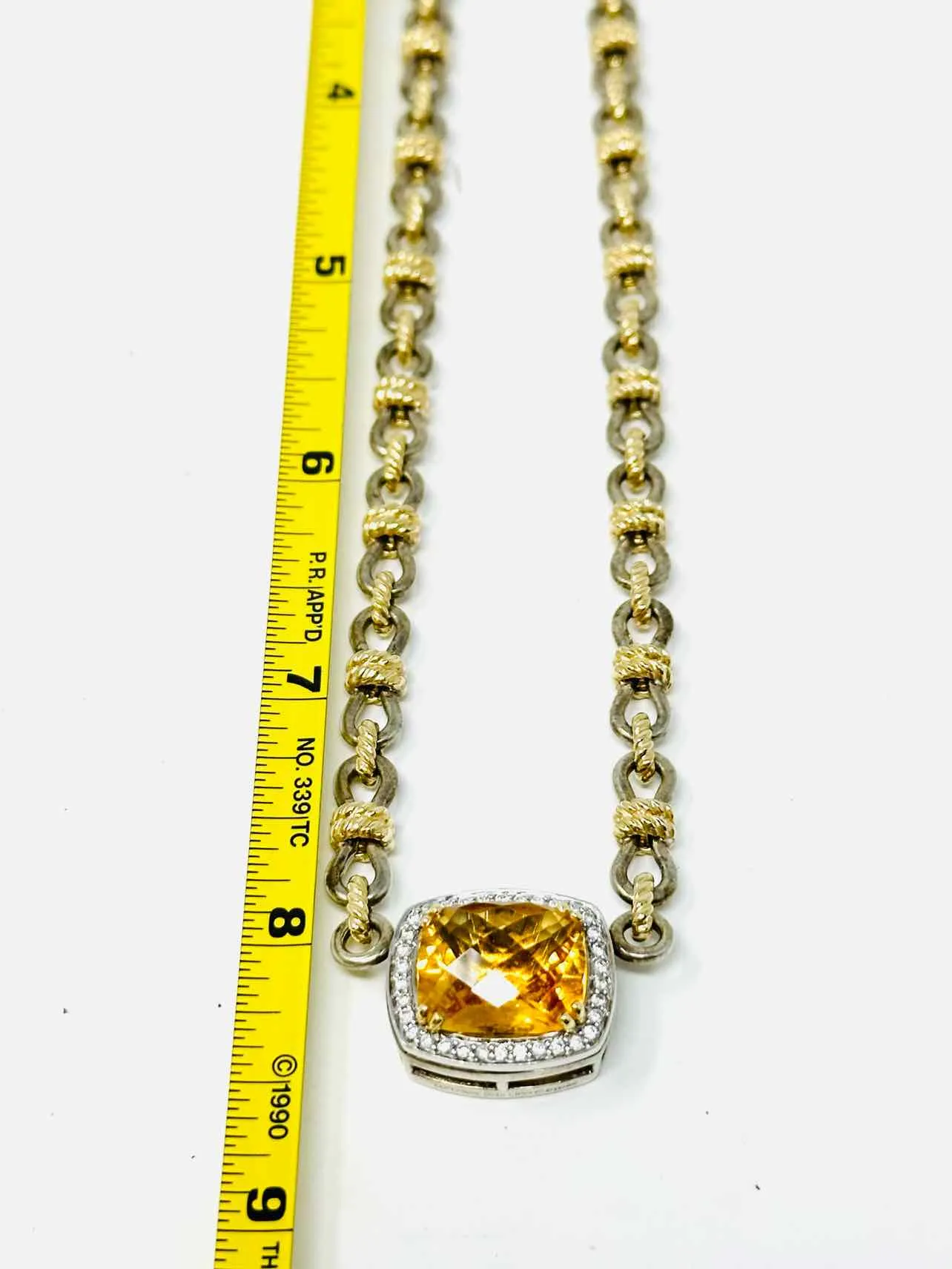 Charles Krypell Yellow/Clear Gemstone 14K Gold Jewelry Necklace