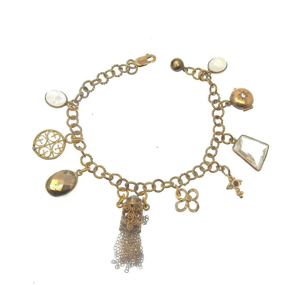 Charm Bracelet Vintage Girl Garnet