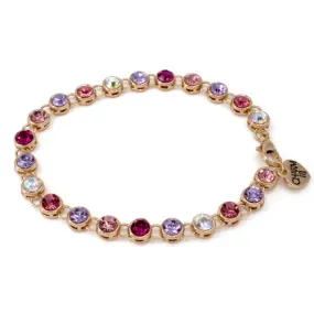 Charm It! Gold Pink Multi Rhinestone Bracelet