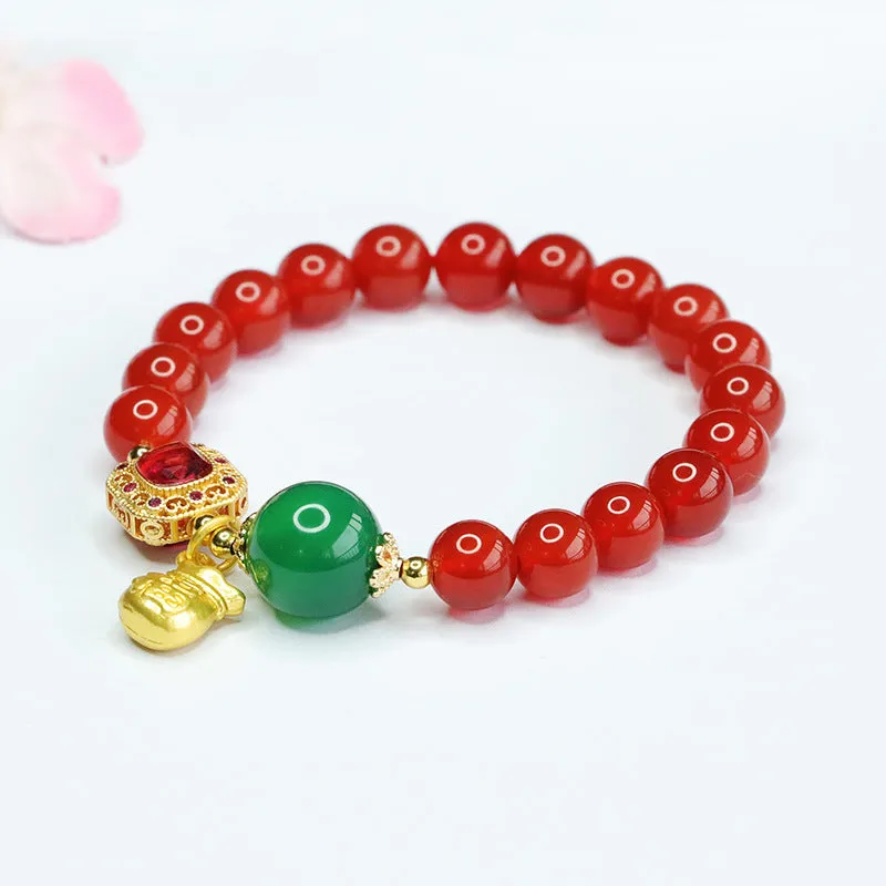 Chinese Blessing Agate and Chalcedony Bracelet from Planderful Collection