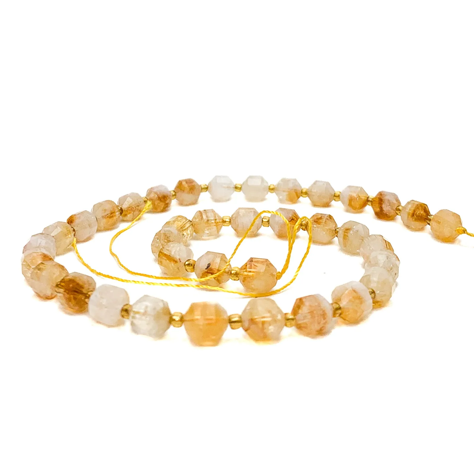 Citrine 7mm Faceted Drums Bead Strand