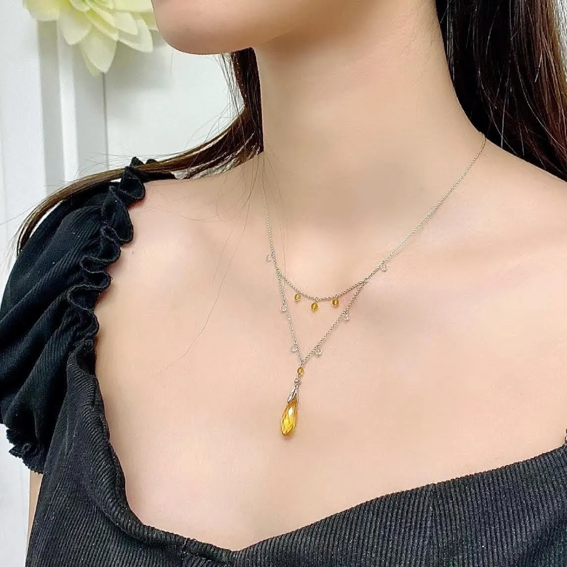 Citrine & Diamond Layered Necklace