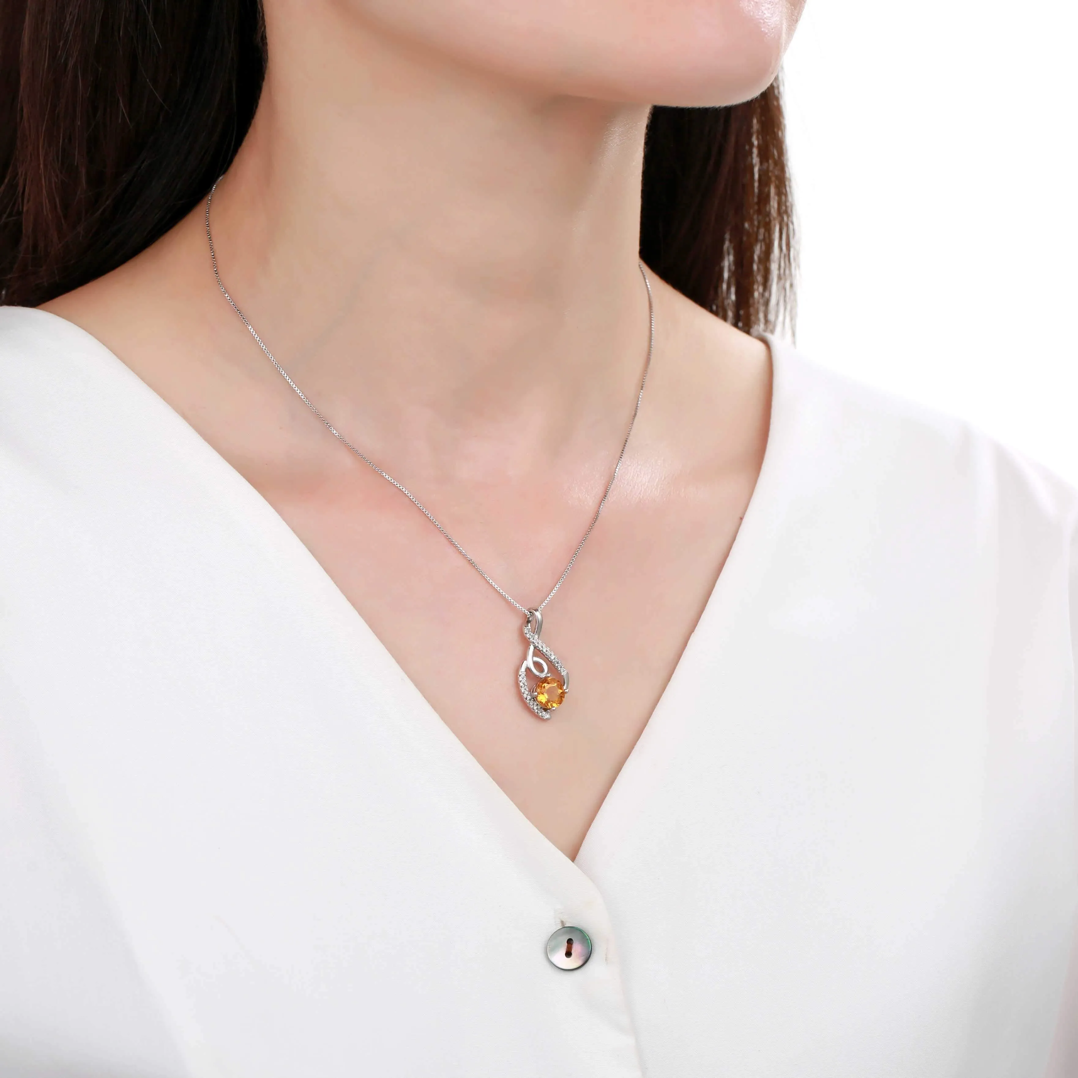 Citrine Treble Clef Music Necklace