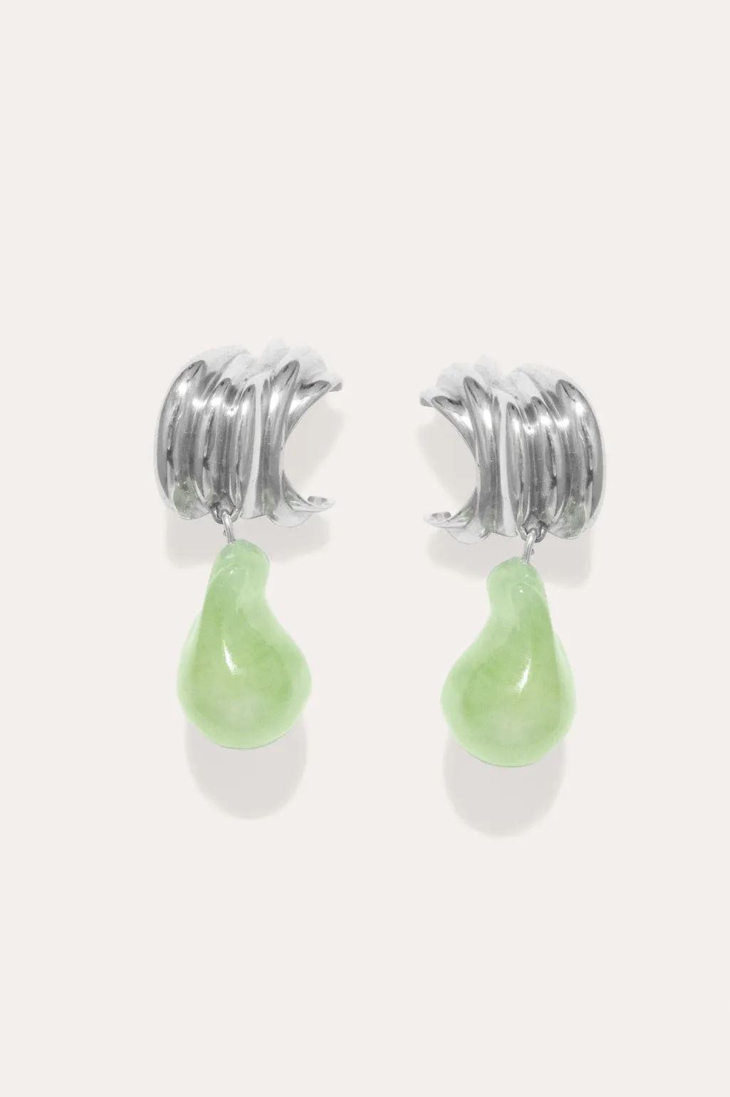 Clash - Jade Bio Resin and Platinum Plated Earrings