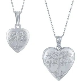 Classic Women's Pendant and Locket Set - Sterling Silver Tree of Life Heart | J-2748