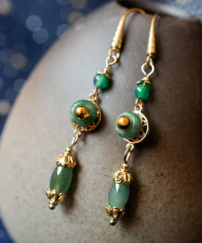 Classy Green Jadeite Jade Drop Earrings TW1027