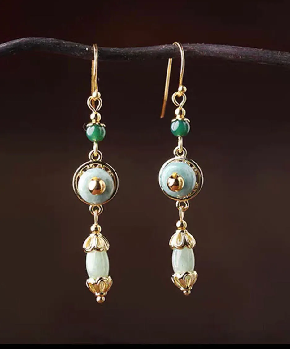 Classy Green Jadeite Jade Drop Earrings TW1027