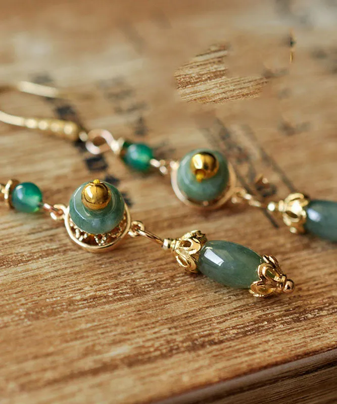 Classy Green Jadeite Jade Drop Earrings