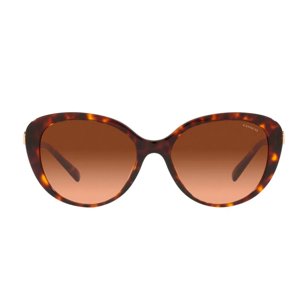 Coach Geometric Square Non-Polarized Sunglasses - Dark Tortoise/Brown Gradient