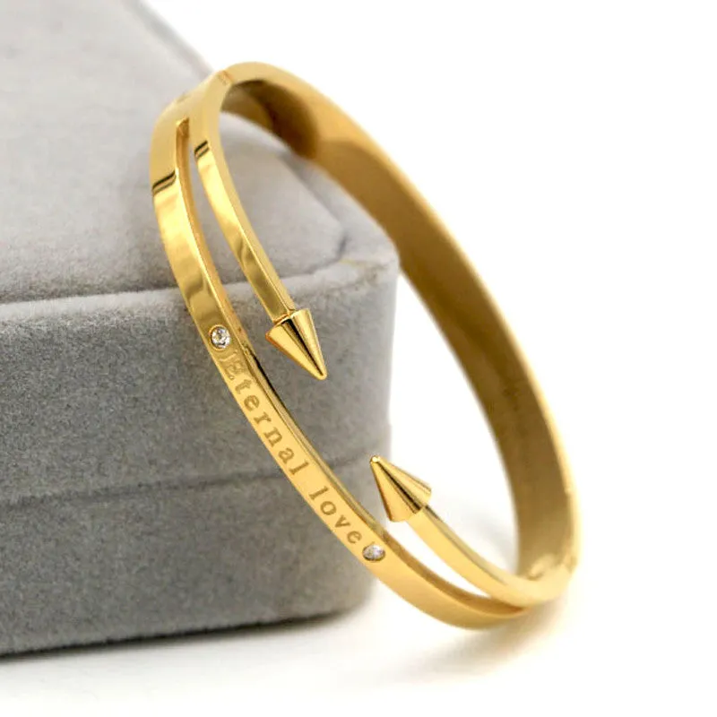 Conical Arrows Imitation Diamond Bracelets & Bangles 18K Gold Plated "Eternal love" Nail Cuff Bracelet For Women