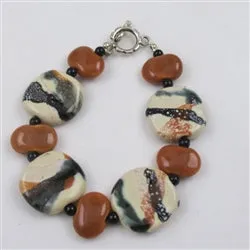 Cream Black and Tan Kazuri Bracelet