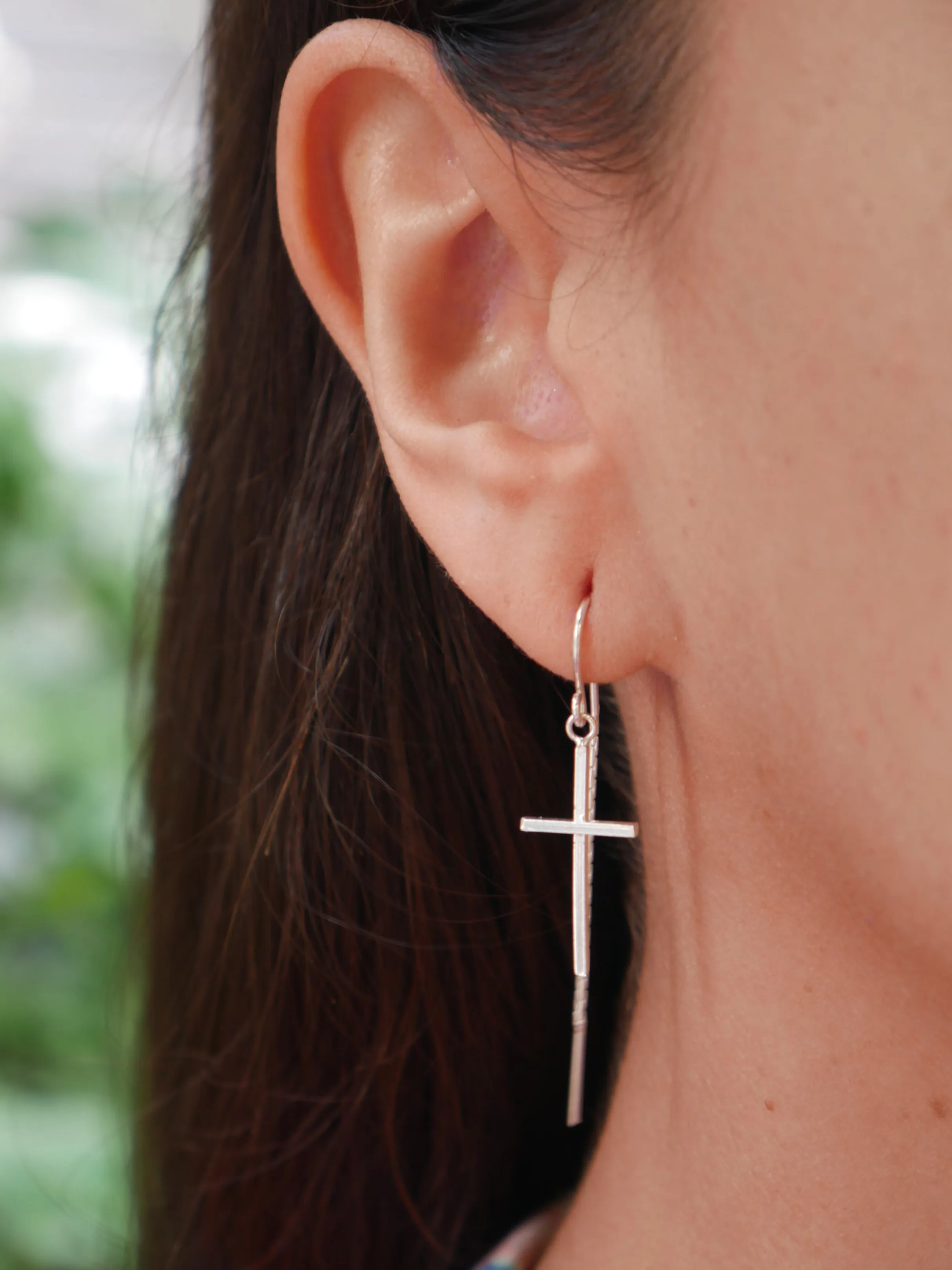 Cross Thread Earrings, Threader .925 Sterling Silver Threader Hypoallergenic Earrings