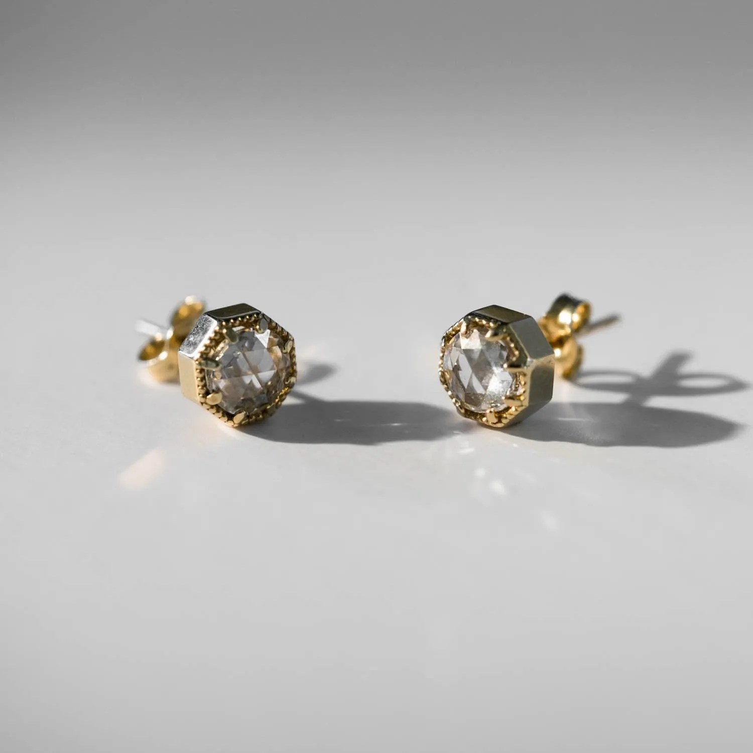 Crown Bezel Diamond Earrings