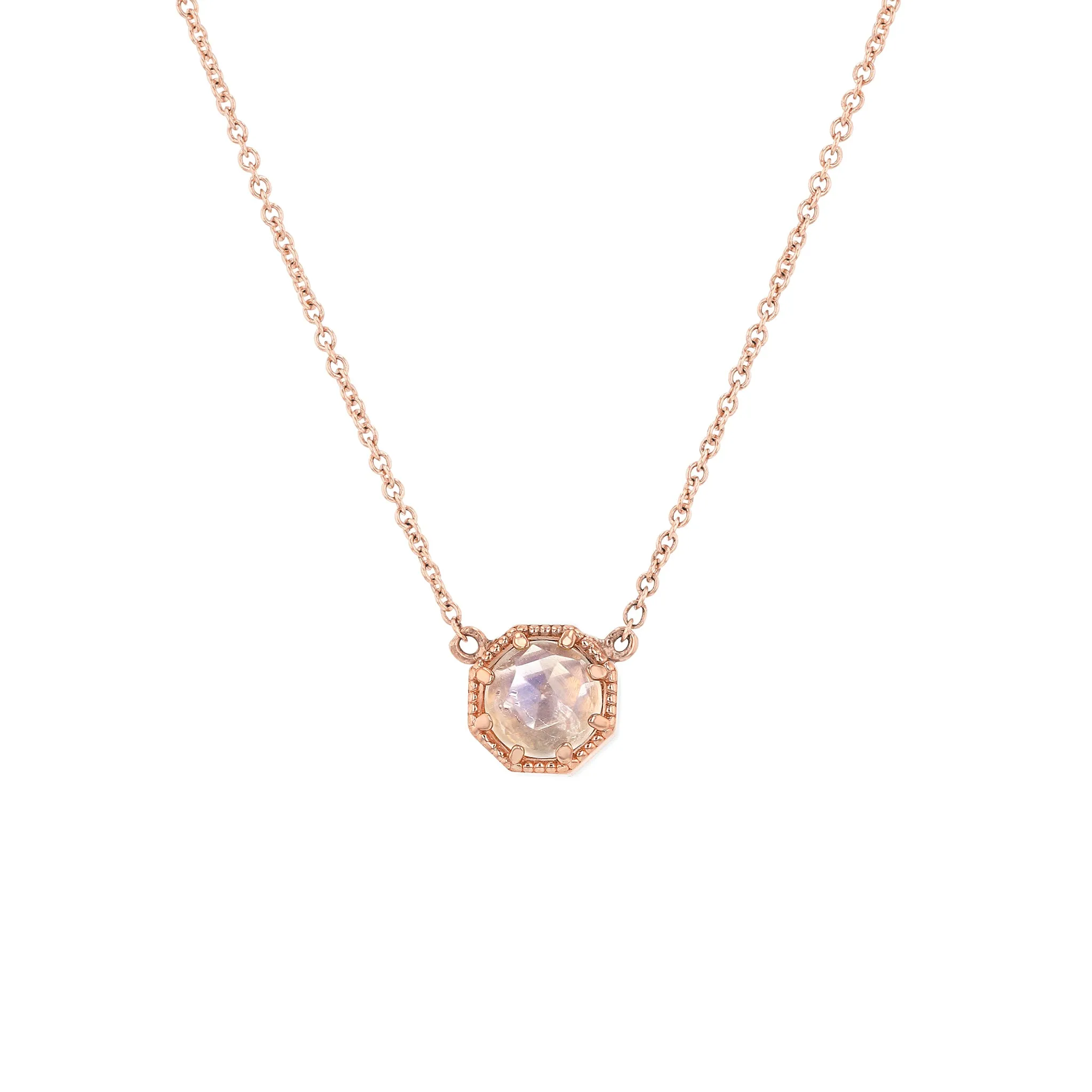 Crown Bezel Moonstone Necklace