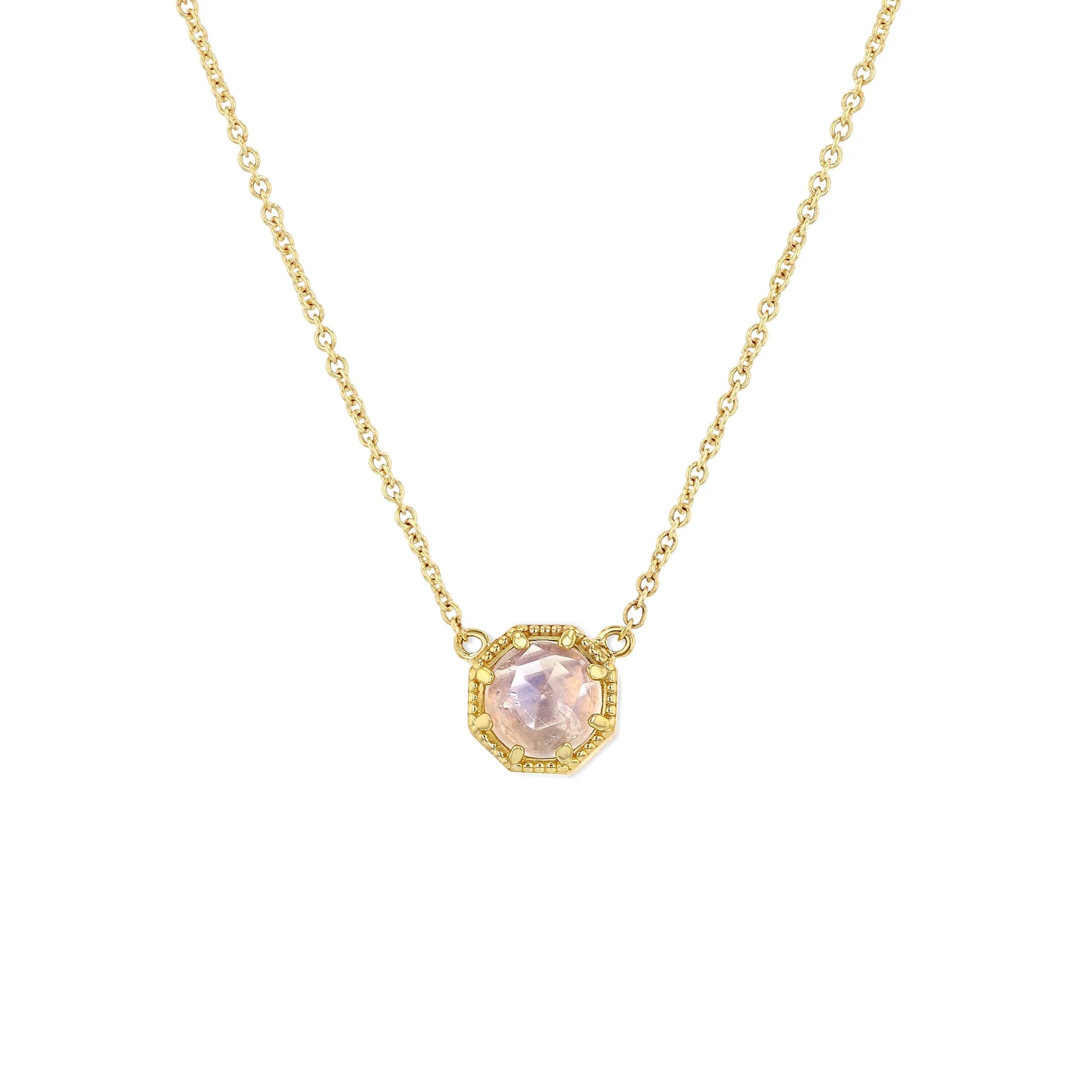 Crown Bezel Moonstone Necklace