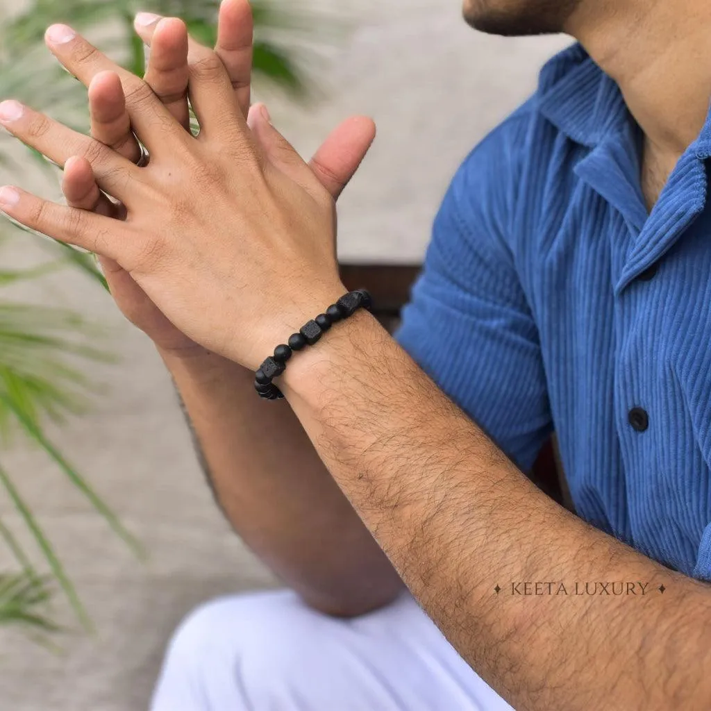 Cubic Harmony - Onyx & Lava Bead Bracelet