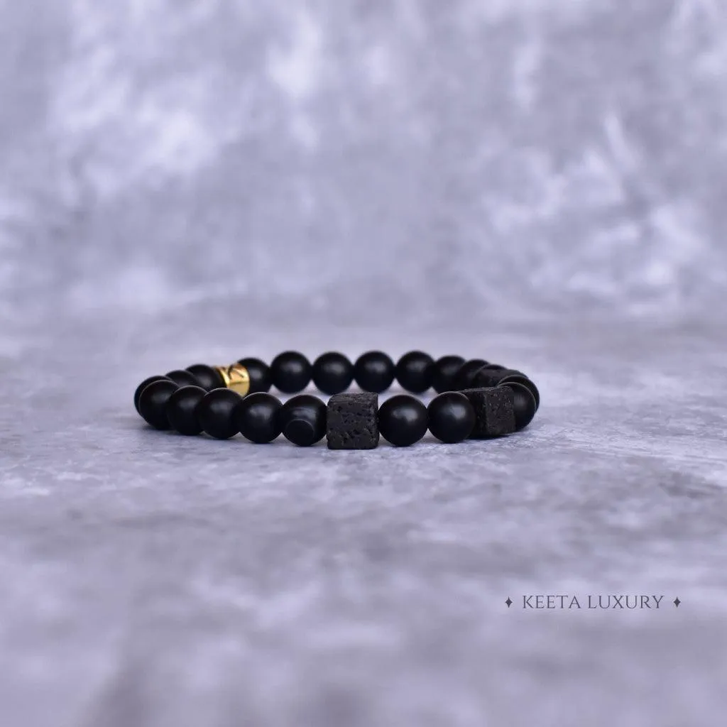 Cubic Harmony - Onyx & Lava Bead Bracelet