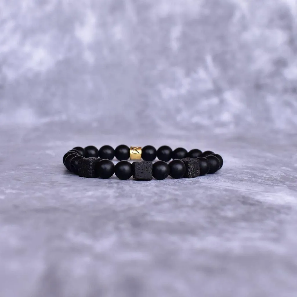 Cubic Harmony - Onyx & Lava Bead Bracelet