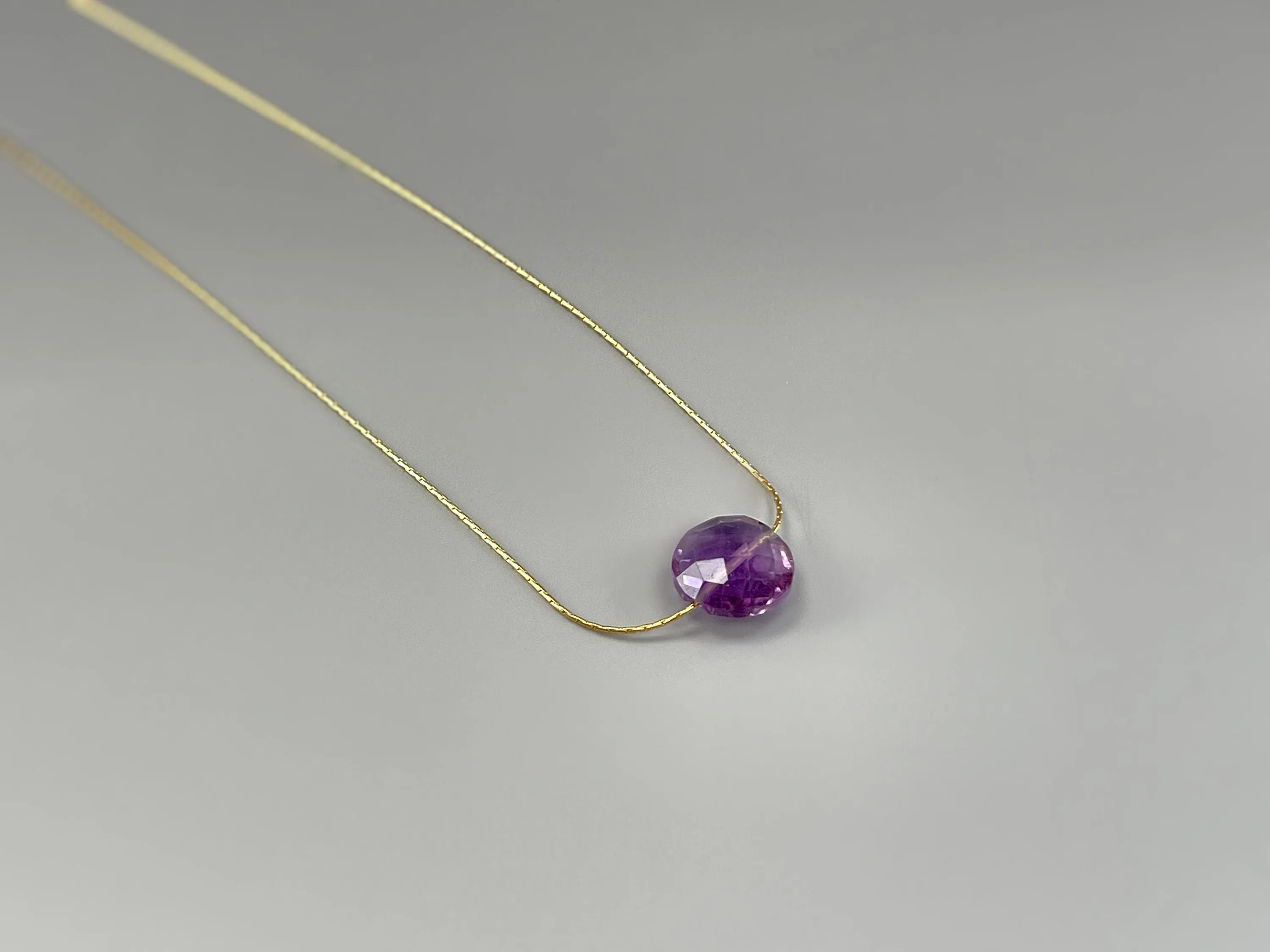 Dainty Amethyst Necklace Gold, Silver