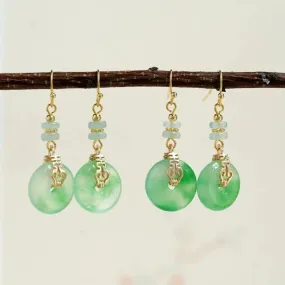 Dangle Earrings: Green Jade