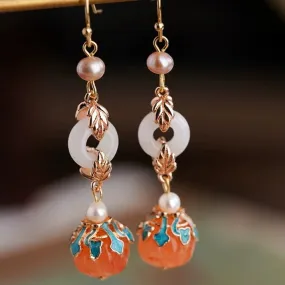 Dangle Earrings: Jade Pumpkin