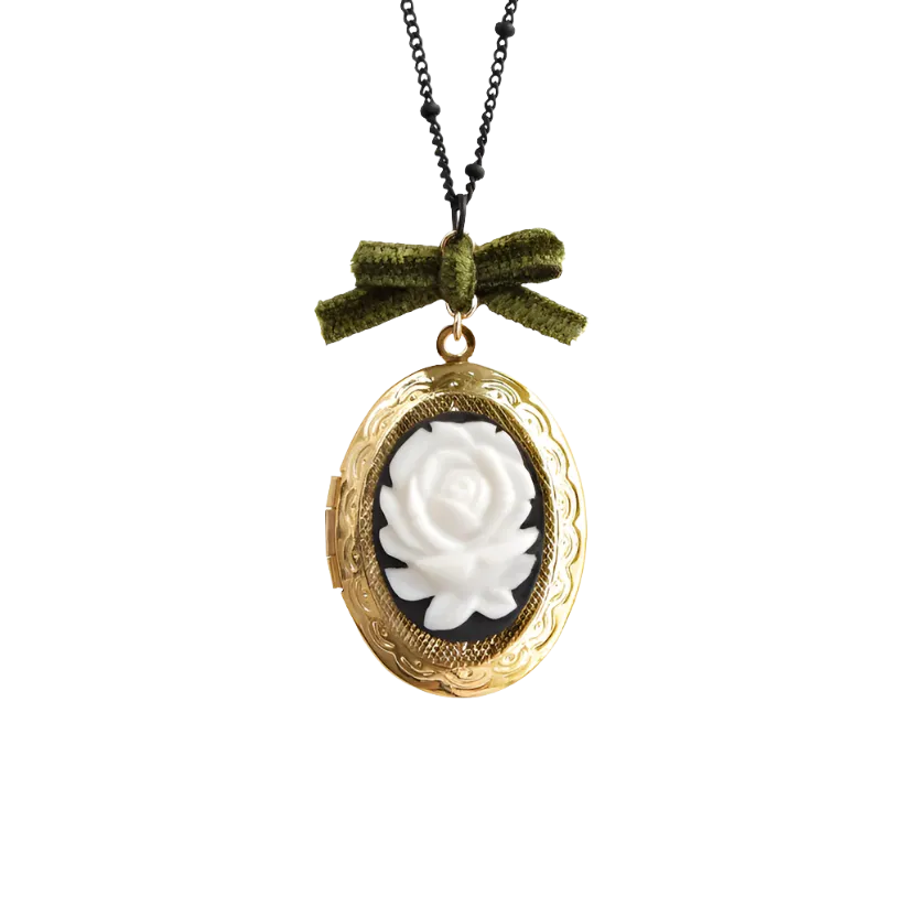 Dark Romance Rose Cameo Locket Necklace