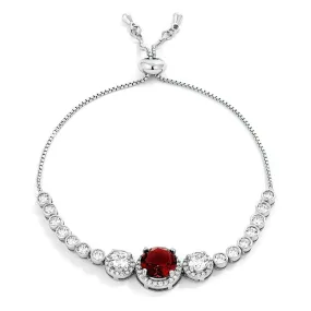 Deep Red and Clear CZ Bolo Style Tennis Bracelet