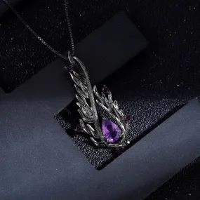 Designer High-grade Dark Retro Style Pendant- 925 Silver Natural Amethyst Pendant&Necklace!