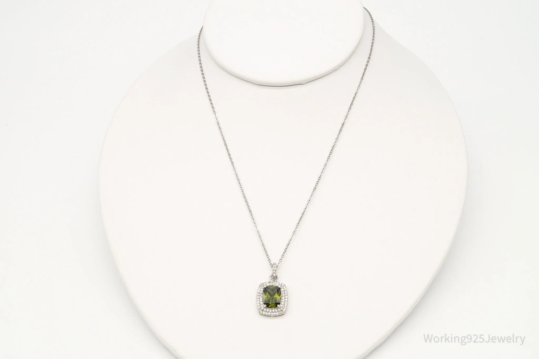 Designer Ryze Peridot Cubic Zirconia Sterling Silver Necklace