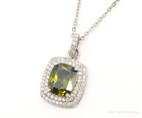 Designer Ryze Peridot Cubic Zirconia Sterling Silver Necklace