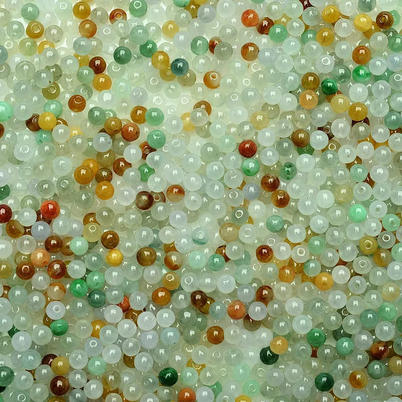 Diameter 3.5mm-4mm Natural Jade Beads Jadeite Mixed Colors Bead WBD15