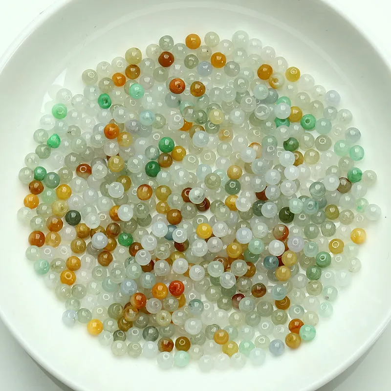 Diameter 3.5mm-4mm Natural Jade Beads Jadeite Mixed Colors Bead WBD15