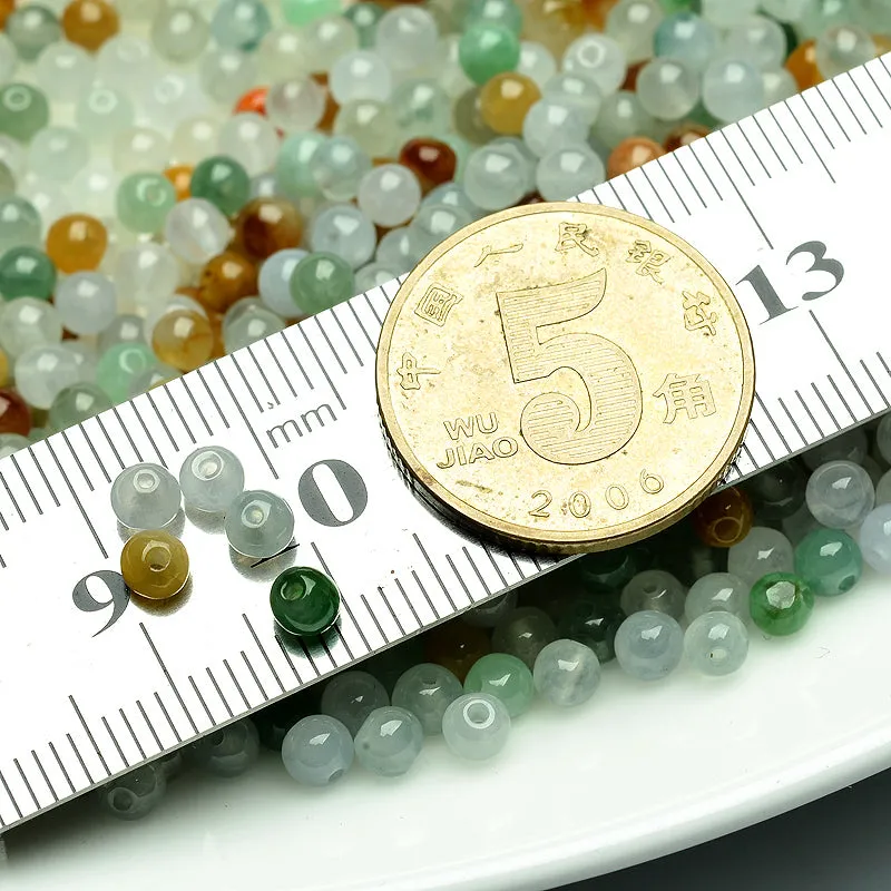 Diameter 3.5mm-4mm Natural Jade Beads Jadeite Mixed Colors Bead WBD15